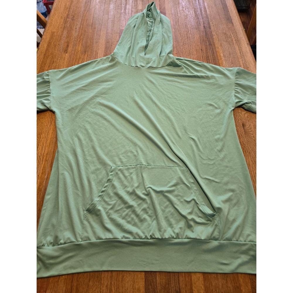 Blumin Apparel Women 3X Sage Green Lightweight Hoodie Kangaroo Short Sleeve Top‎